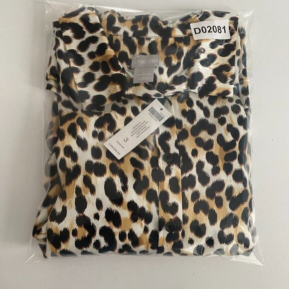 Chicos Sandwash Satin Animal Print Shirt Womens 3 US XL Button Up Modal - Picture 12 of 12